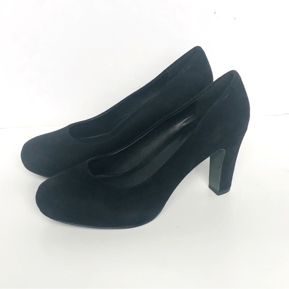EILEEN FISHER - Suede Block Heel black Pump -like new- - Picture 1 of 12